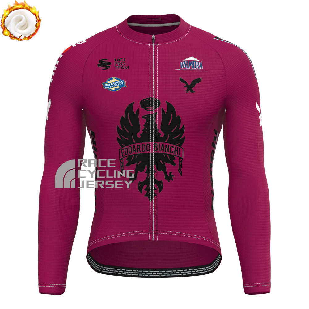 Red Bianchi Fleece Long Sleeves Cycling Kits