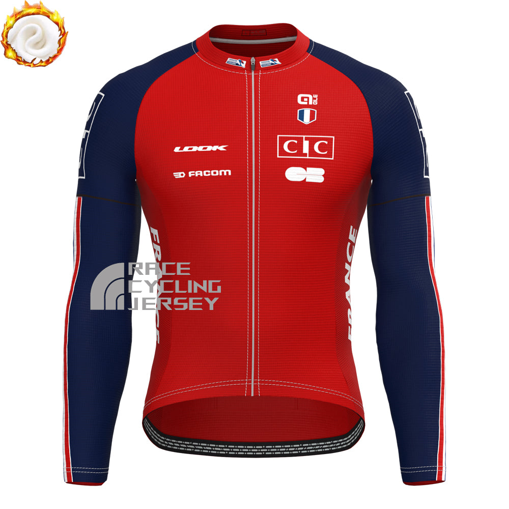 France Red Fleece Long Sleeves Cycling Kits
