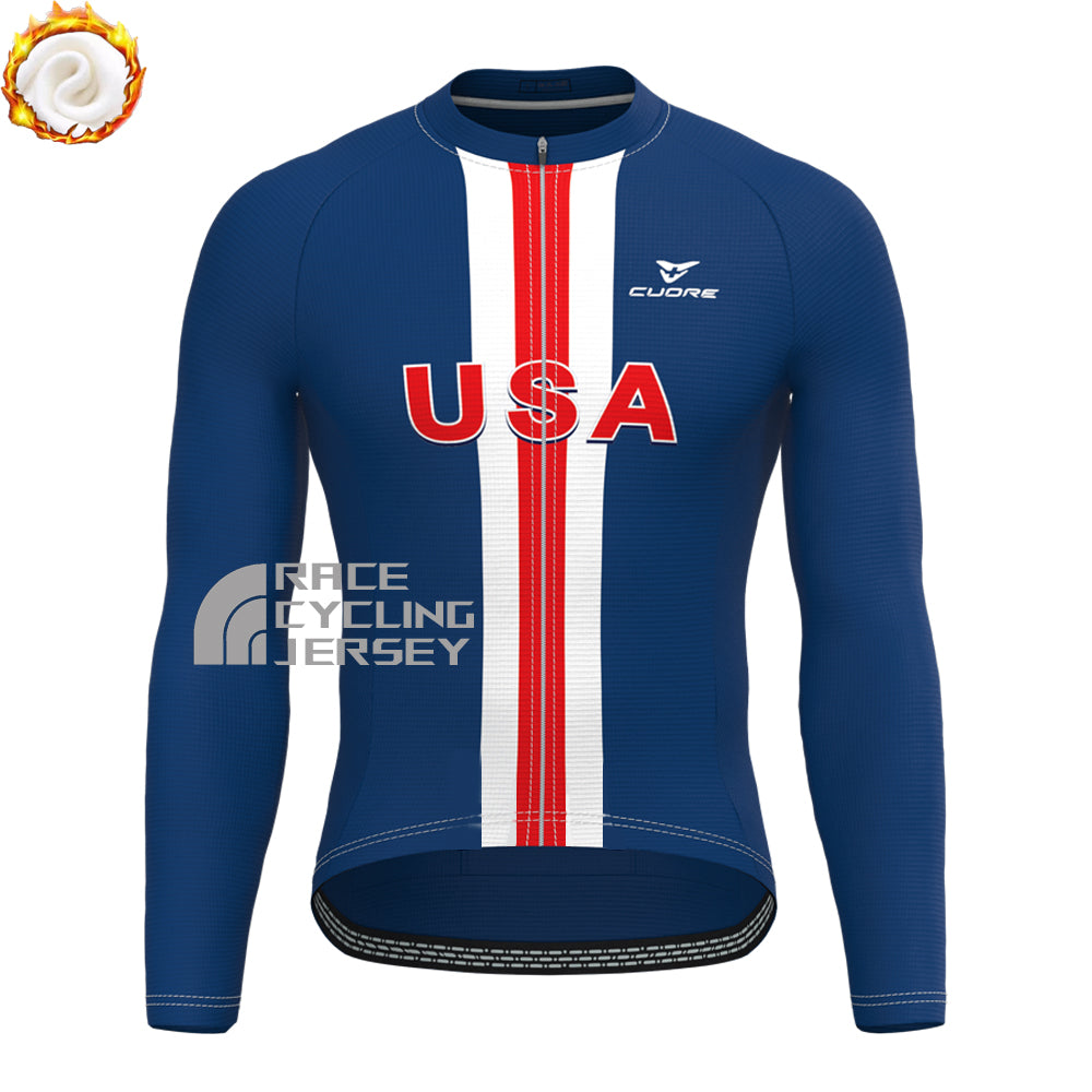 USA Fleece Long Sleeves Cycling Kits