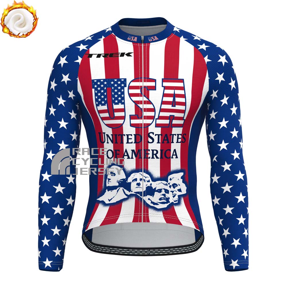 UNITED STATE OF AMERICA Fleece Long Sleeves Cycling Kits