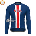 USA Blue Fleece Long Cycling Jersey
