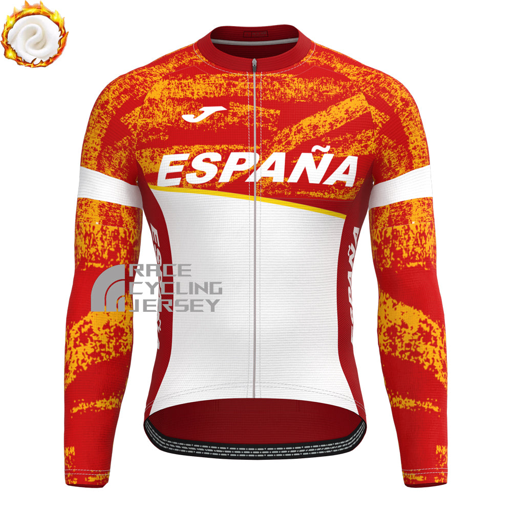 ESPANA White Fleece Long Cycling Jersey