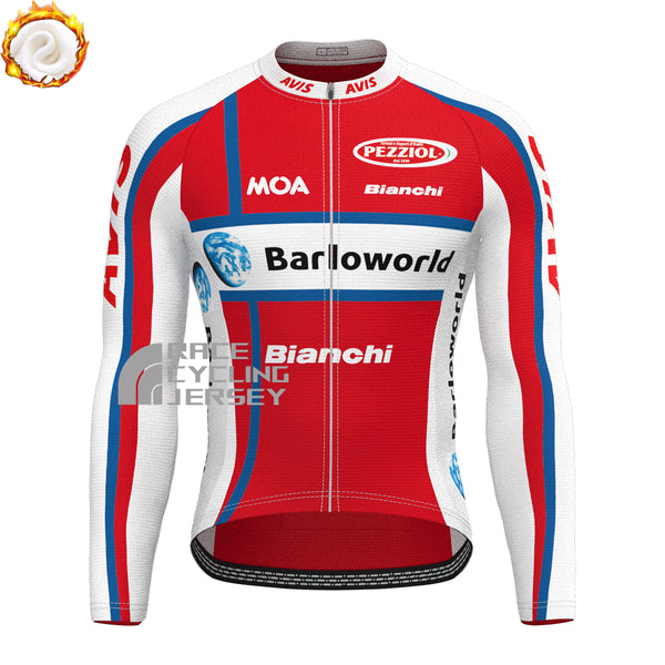 United State Red Fleece Long Cycling Jersey