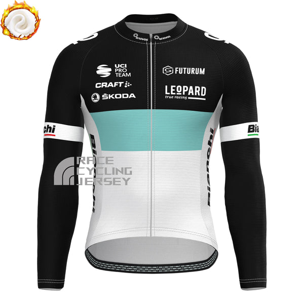 Leopard Bianchi Fleece Long Cycling Jersey