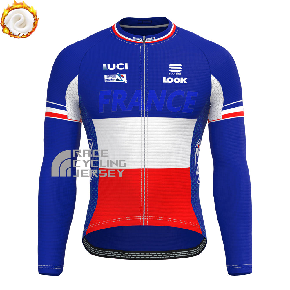 France FDJ Fleece Long Sleeves Cycling Kits