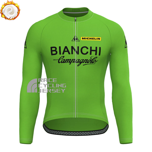 Green Bianchi Fleece Long Cycling Jersey