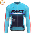 France Deep Blue Fleece Long Cycling Jersey