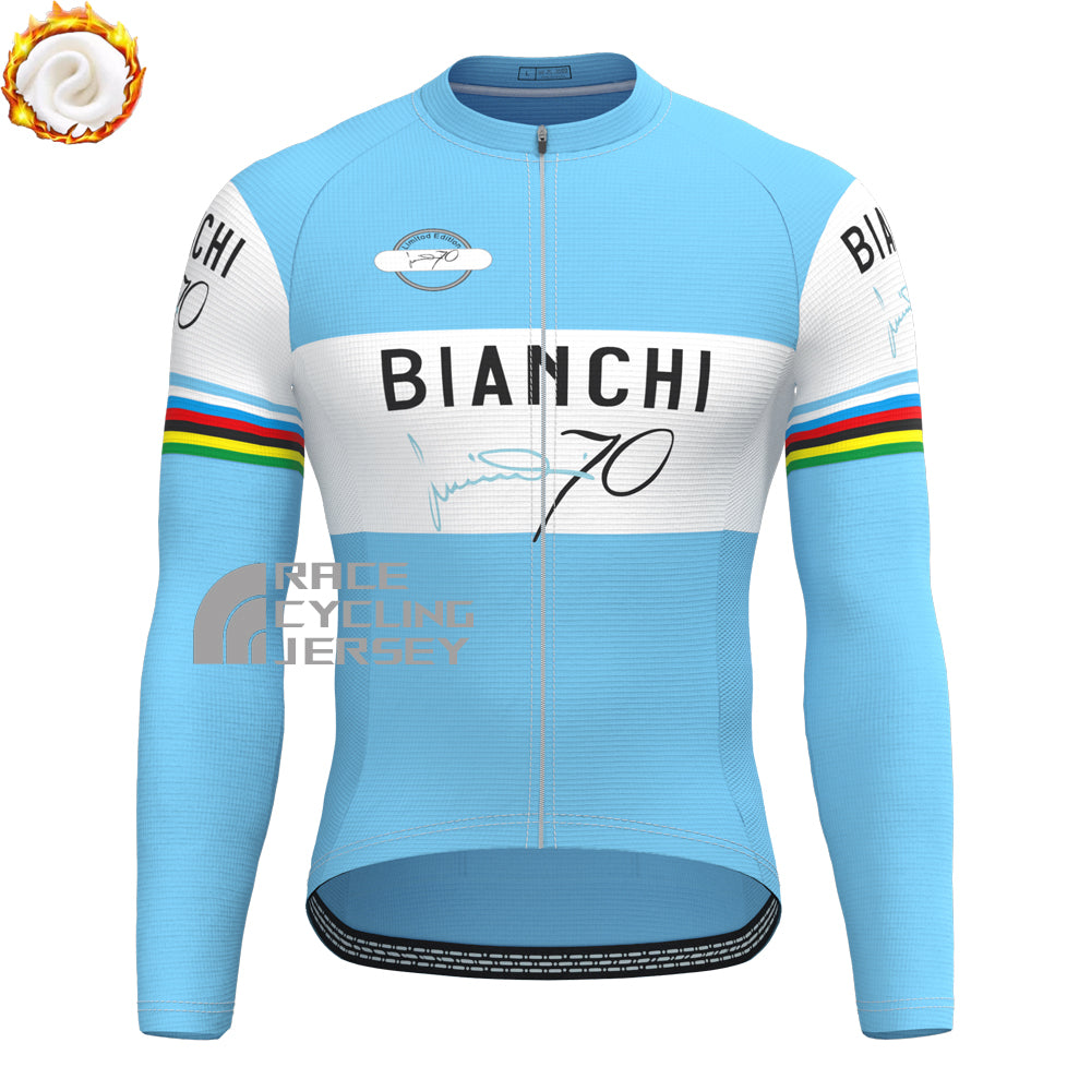 70 Bianchi Fleece Long Sleeves Cycling Kits