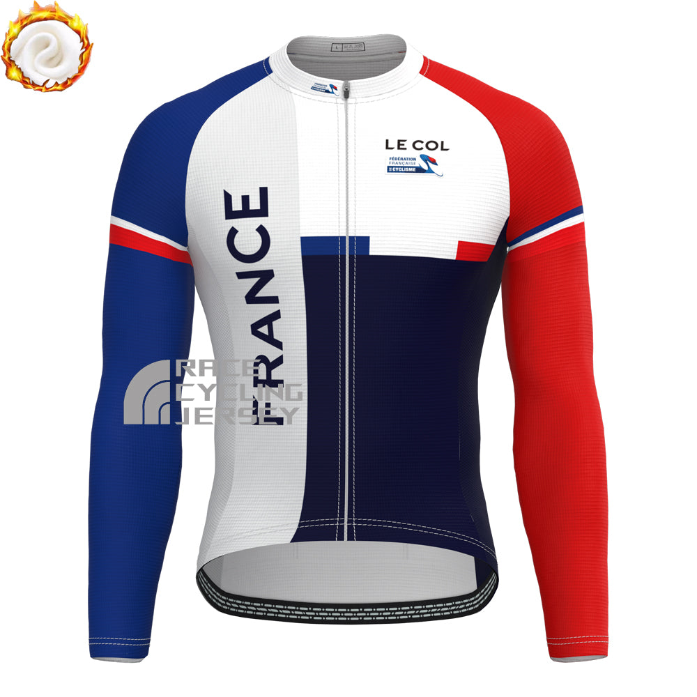 France LE COL Fleece Long Sleeves Cycling Kits