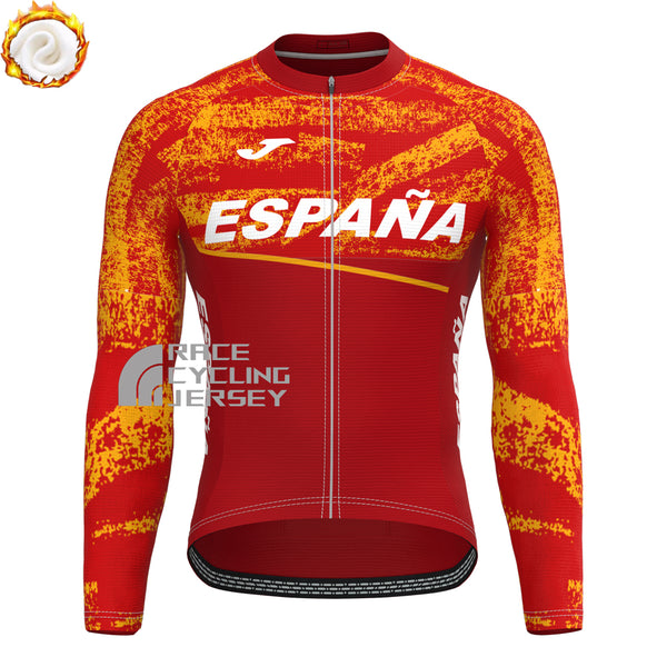 ESPANA Red Fleece Long Cycling Jersey