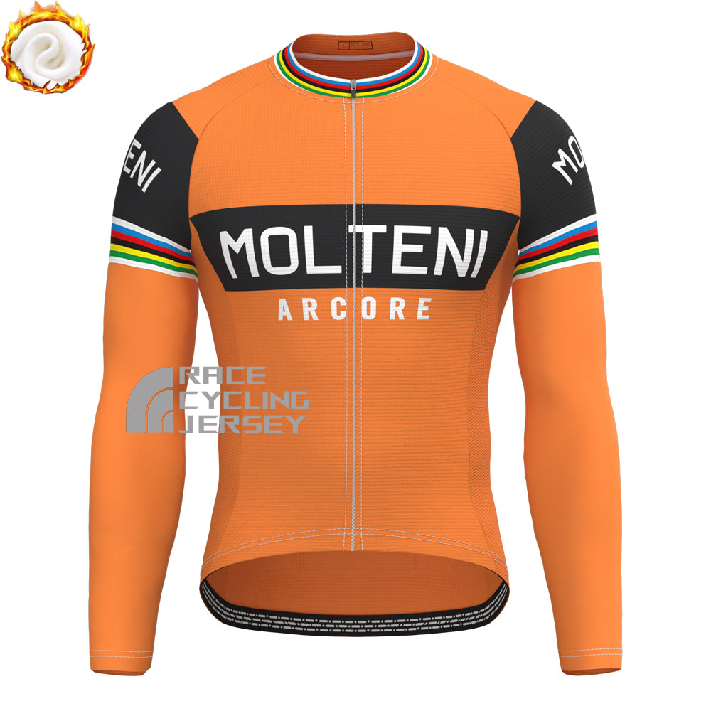 Orange MOLTENI Fleece Long Sleeves Cycling Kits