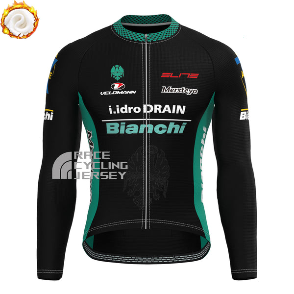 Black Bianchi Fleece Long Cycling Jersey