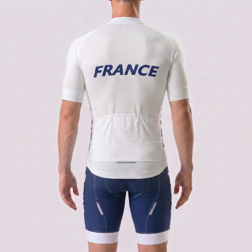France White Short Sleeves Cycling Kits