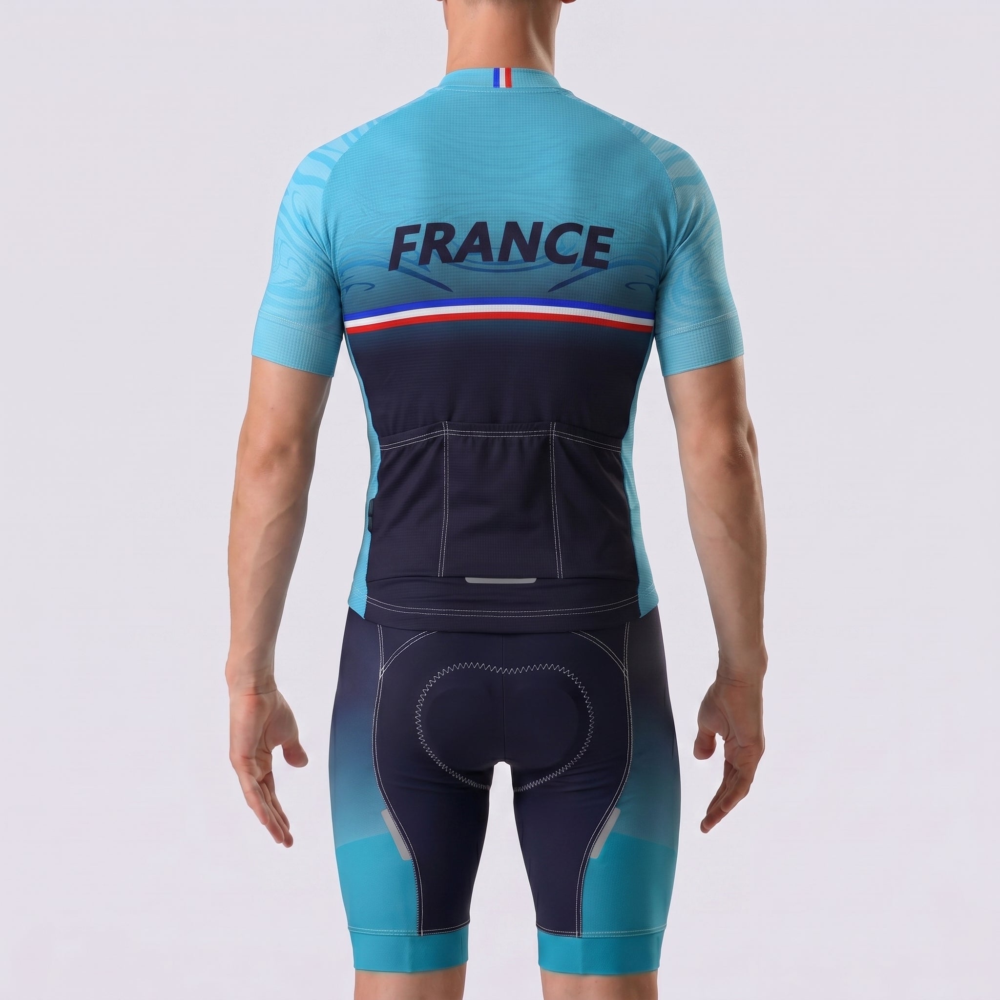 France Deep Blue Short Sleeves Cycling Kits