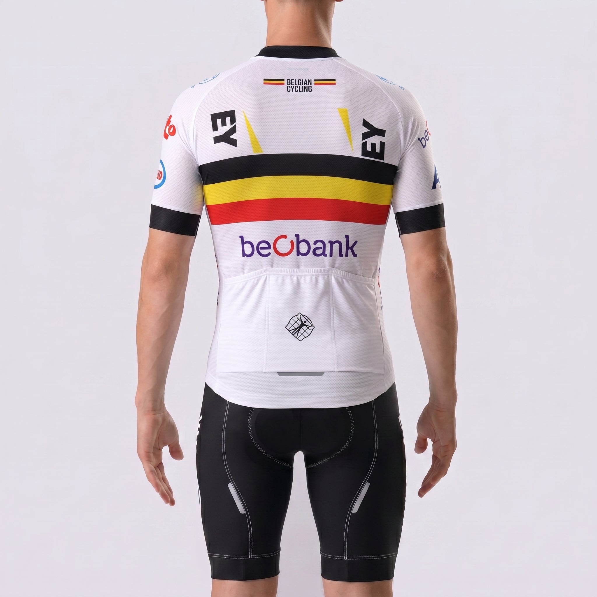 Belgium White Short Sleeves Cycling Kits