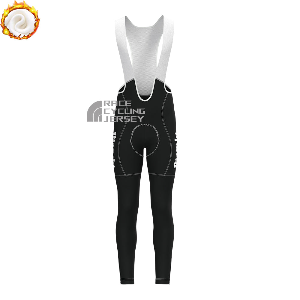 White Bianchi Fleece Bib Cycling Pants