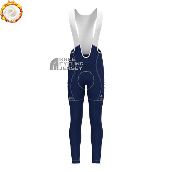 France White Fleece Bib Cycling Pants