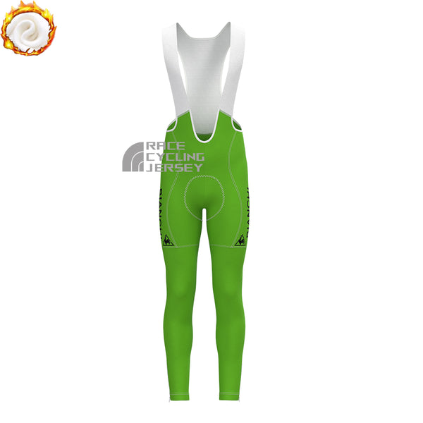 Green Bianchi Fleece Bib Cycling Pants