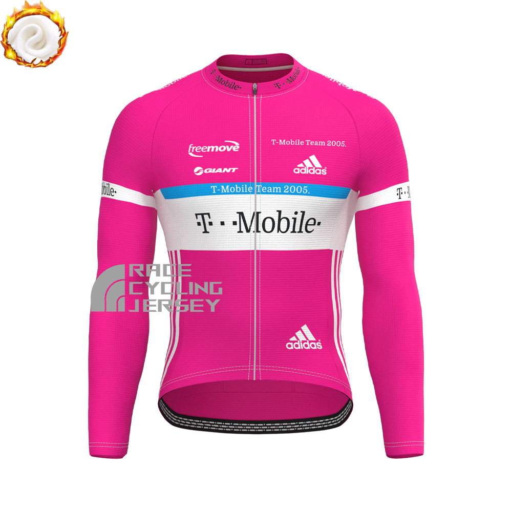 2005 Pink Fleece Long Sleeves Cycling Kits
