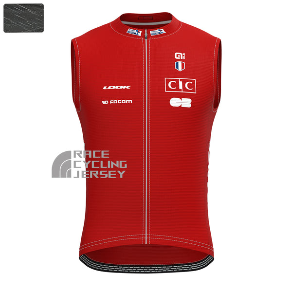 France Red Windproof Sleeveless Cycling Jersey