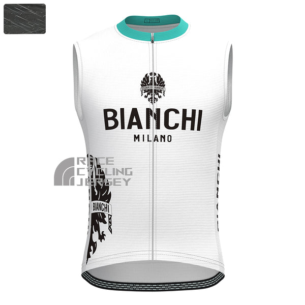 White Bianchi Windproof Sleeveless Cycling Jersey