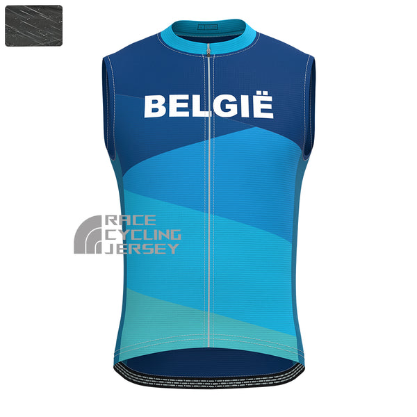 Belgium Blue Windproof Sleeveless Cycling Jersey