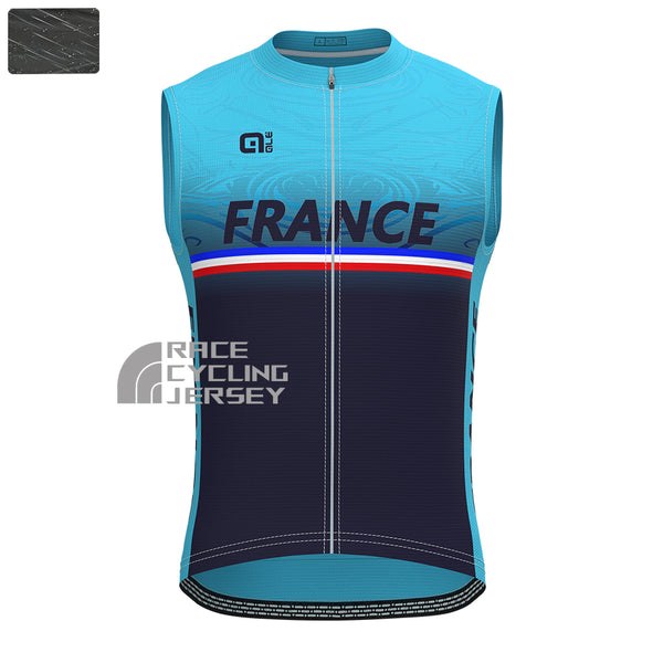 France Deep Blue Windproof Sleeveless Cycling Jersey