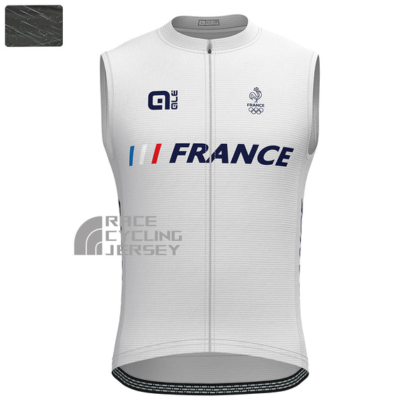 France White Windproof Sleeveless Cycling Jersey