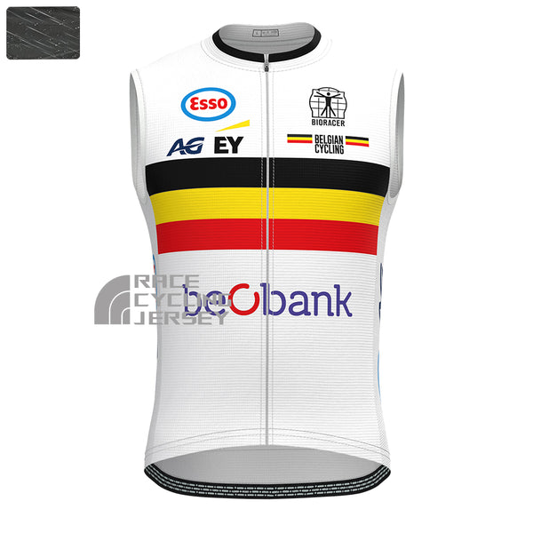 Belgium White Windproof Sleeveless Cycling Jersey