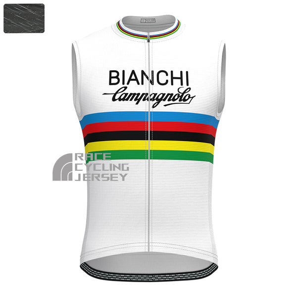 Stripes White Bianchi Windproof Sleeveless Cycling Jersey