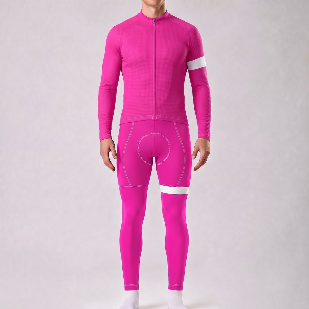 Rose Red Long Sleeves Cycling Kits