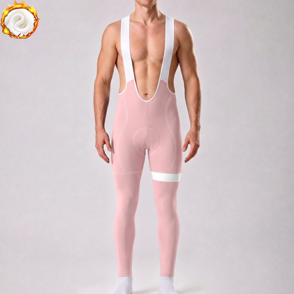 Macaron Pink Fleece Bib Cycling Pants