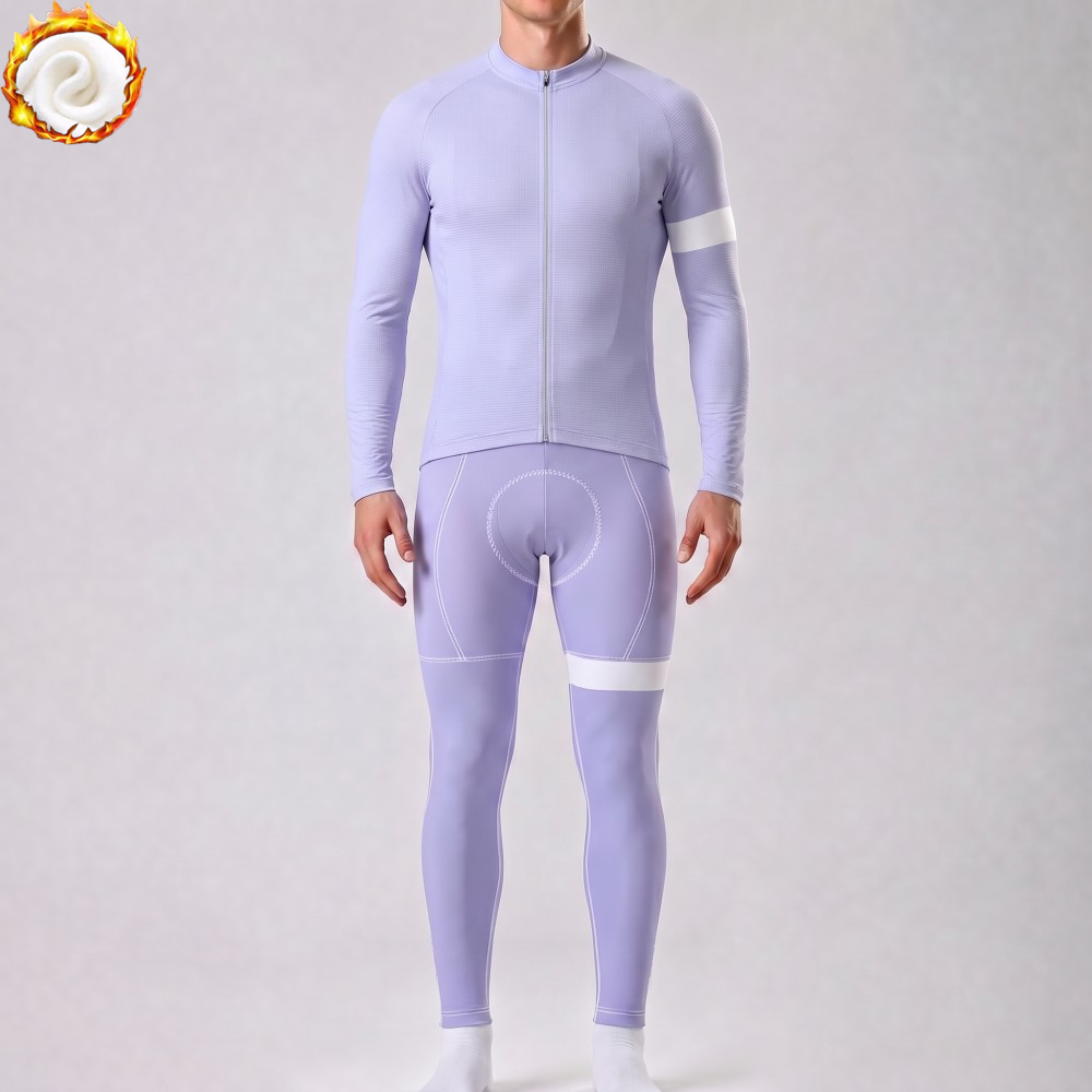 Violet Fleece Long Sleeves Cycling Kits