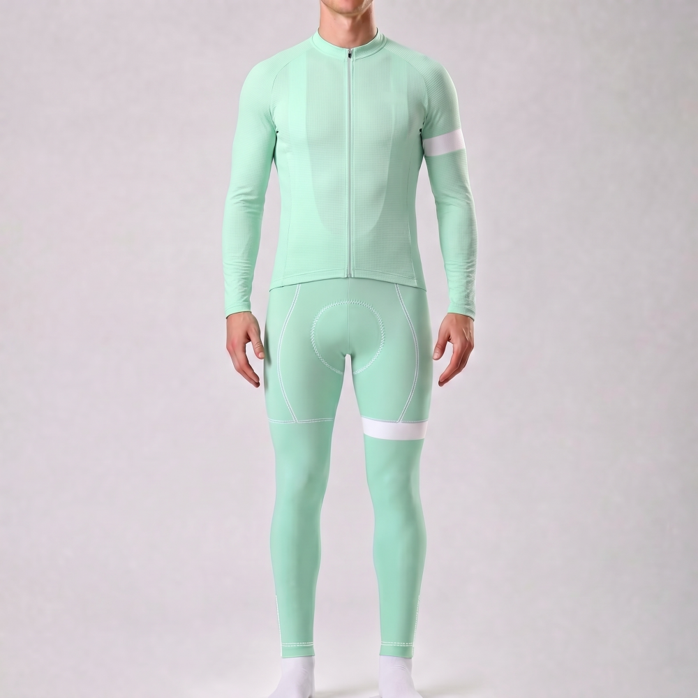 Macaron Green Long Sleeves Cycling Kits