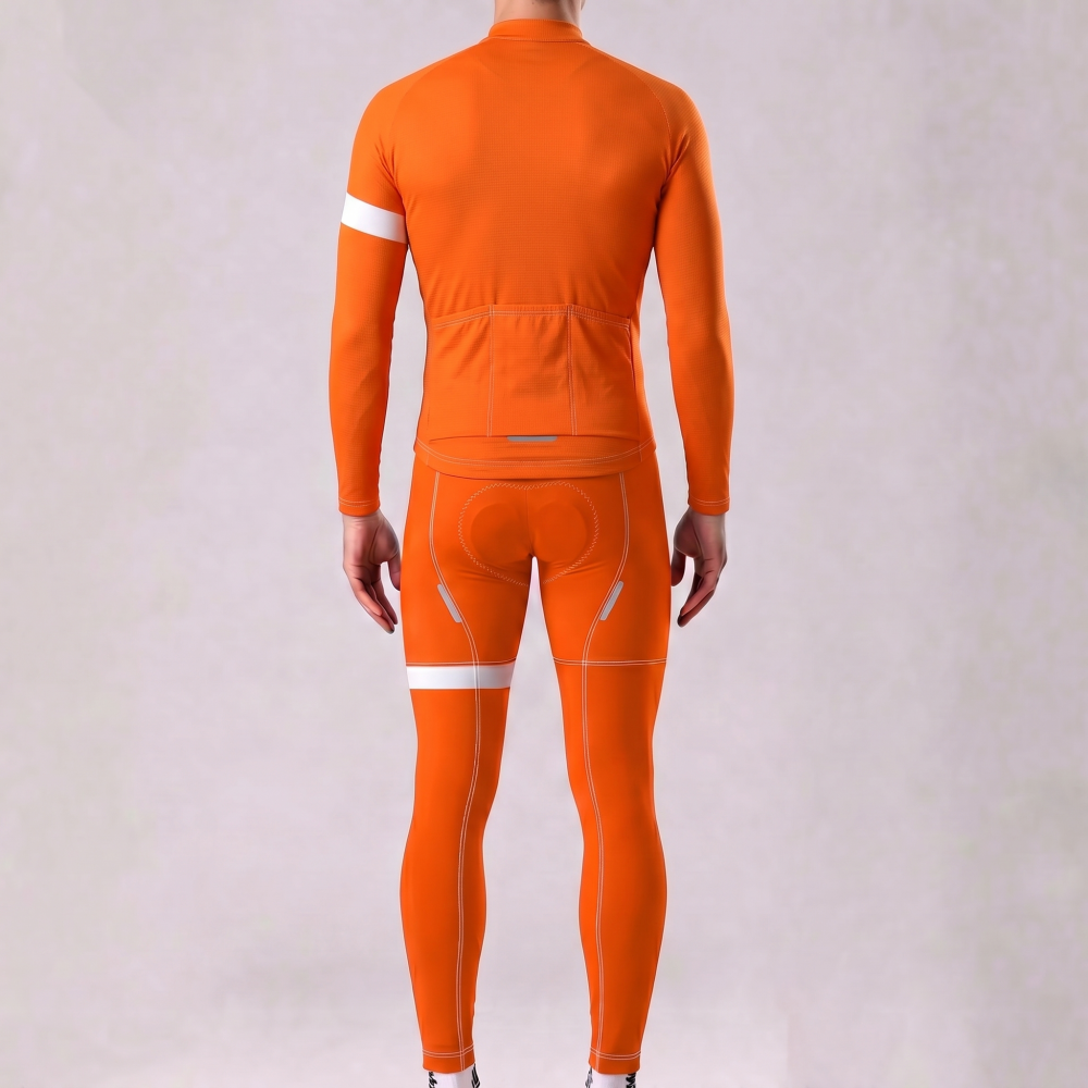 Macarons Orange Fleece Long Sleeves Cycling Kits