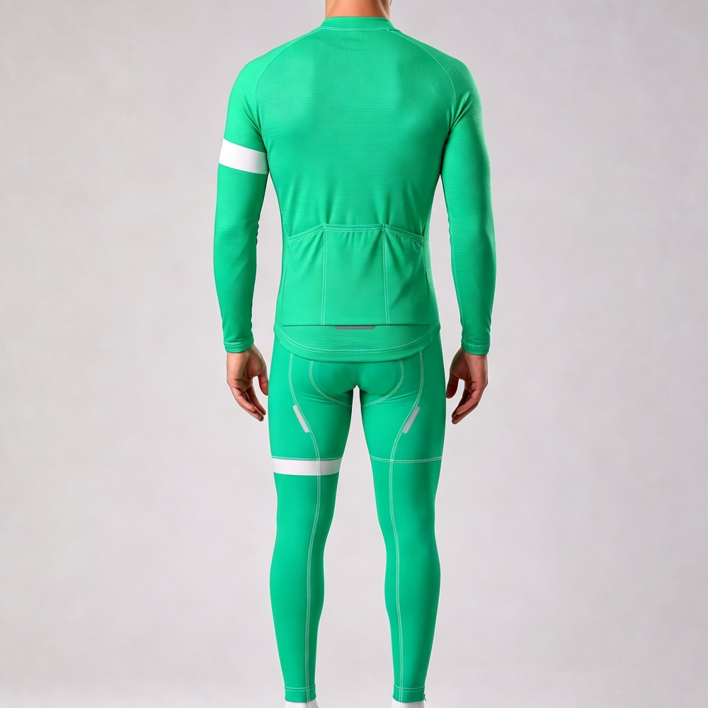 Fluorescent Green Fleece Long Sleeves Cycling Kits