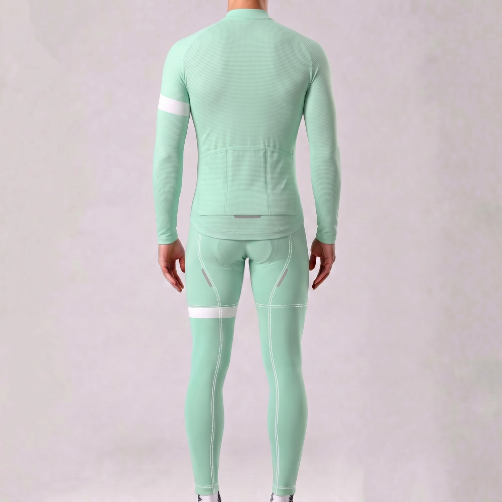 Macaron Green Fleece Long Sleeves Cycling Kits