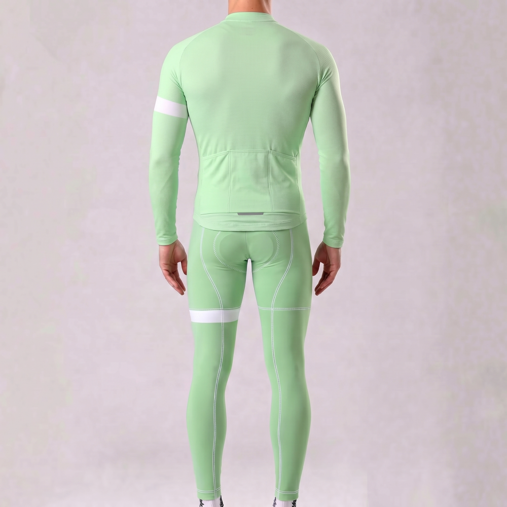 Matcha Green Fleece Long Sleeves Cycling Kits