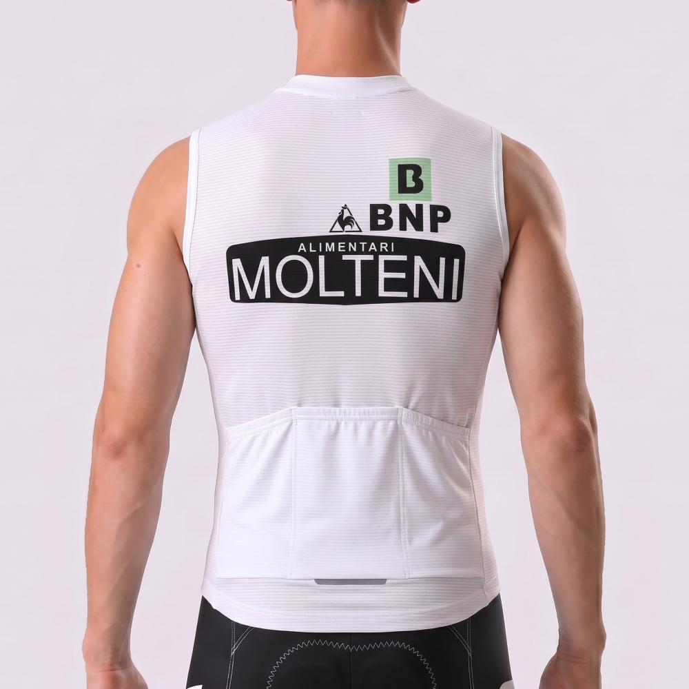 White MOLTENI Fleece Sleeveless Cycling Jersey