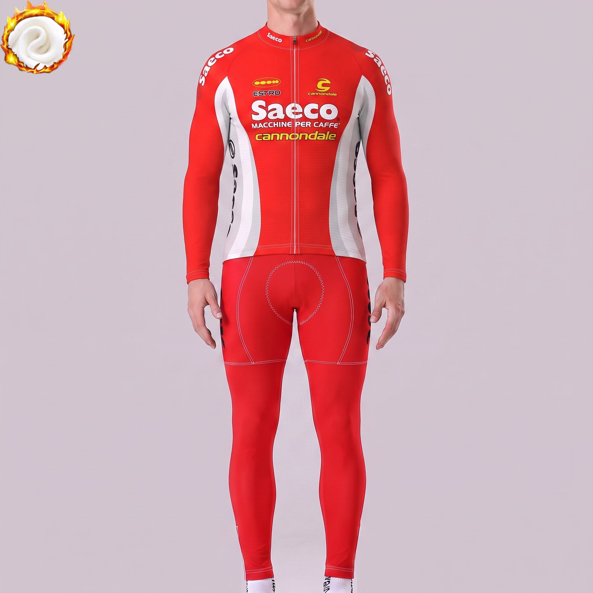 1997 Saeco Fleece Long Sleeves Cycling Kits