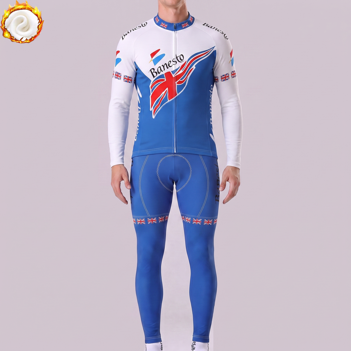 1998 Banesto Fleece Long Sleeves Cycling Kits