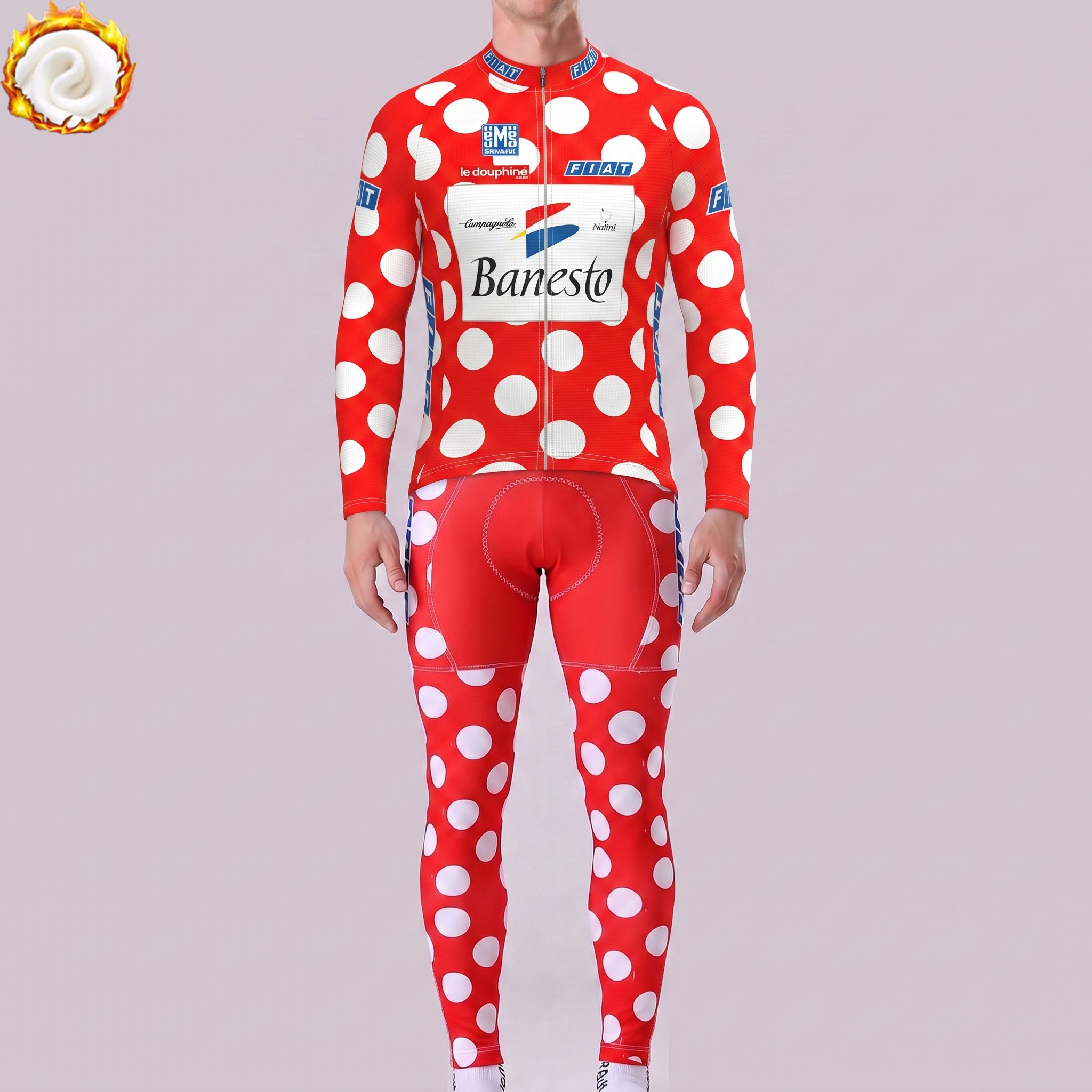 1995 Banesto Fleece Long Sleeves Cycling Kits