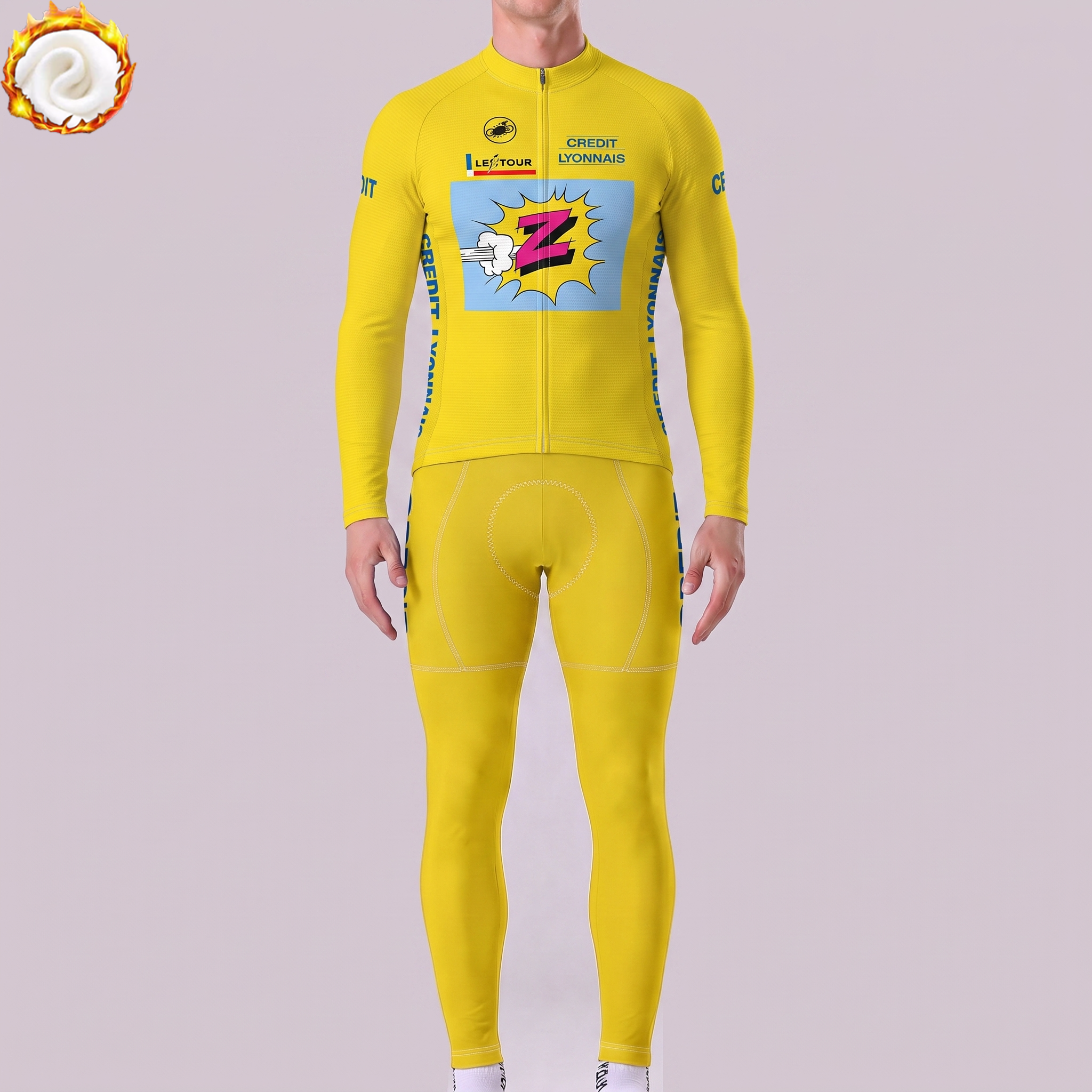 1990 Z Yellow Fleece Long Sleeves Cycling Kits