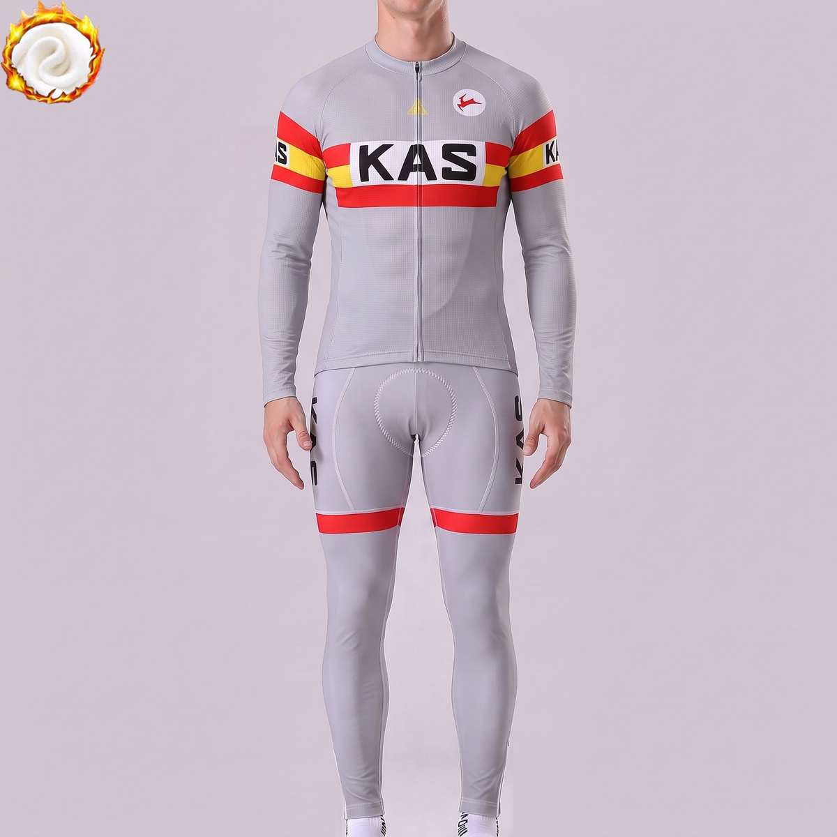 1976 Kas Grey Fleece Long Sleeves Cycling Kits