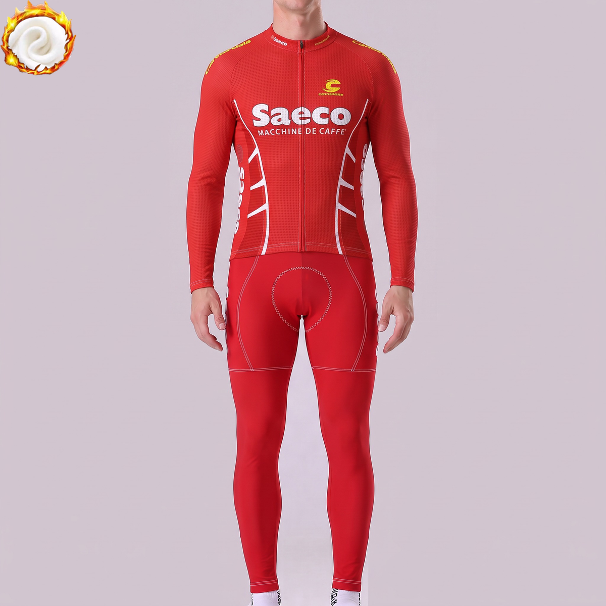 1997 Red Fleece Long Sleeves Cycling Kits