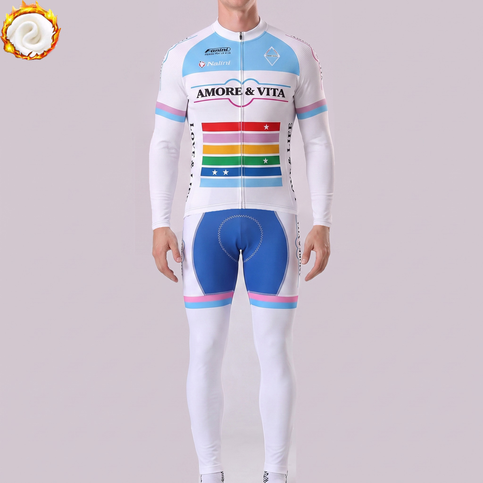 2021 Amore & Vita Fleece Long Sleeves Cycling Kits