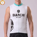 White Bianchi Fleece Sleeveless Cycling Jersey