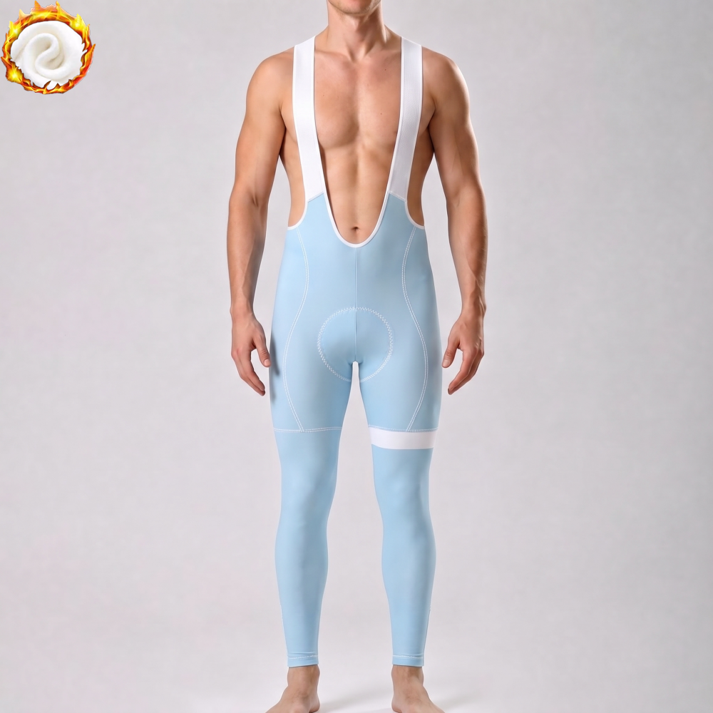 Baby Blue Fleece Bib Cycling Pants