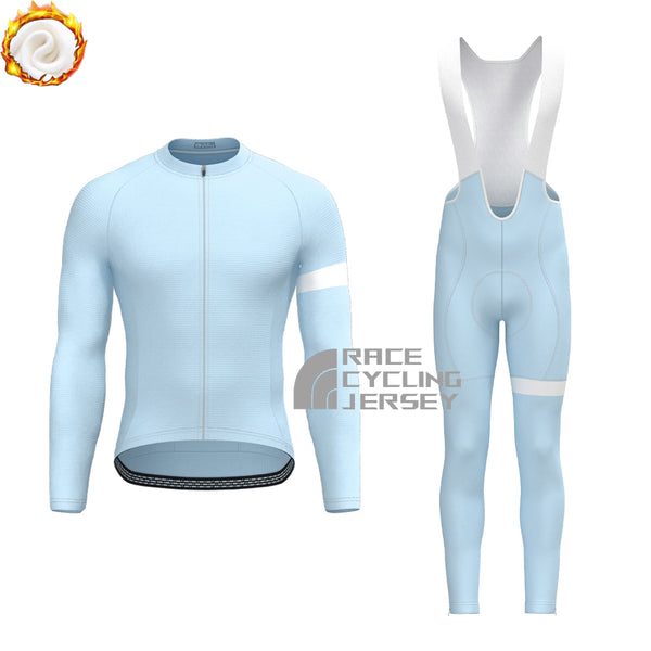 Baby Blue Fleece Long Sleeves Cycling Kits