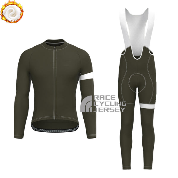 Army Green Fleece Long Sleeves Cycling Kits